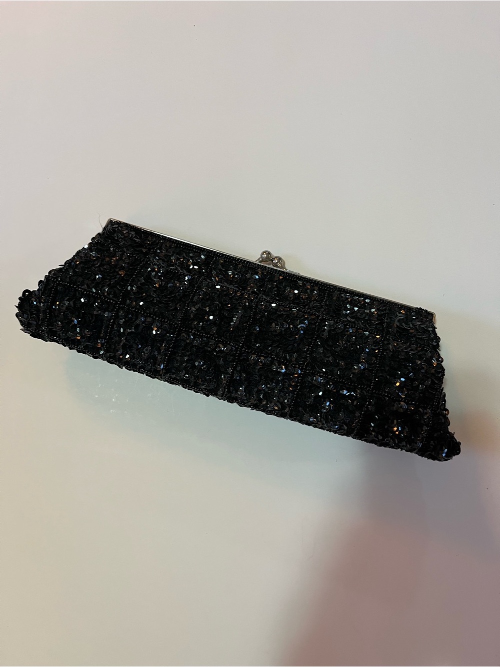 Black Sequin Evening Clutch